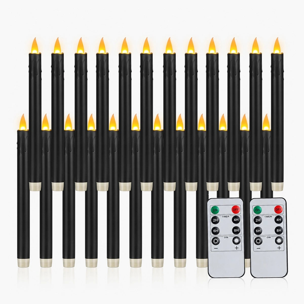 Antizer Black Drip Flameless Taper Candle 24 Pack × 16