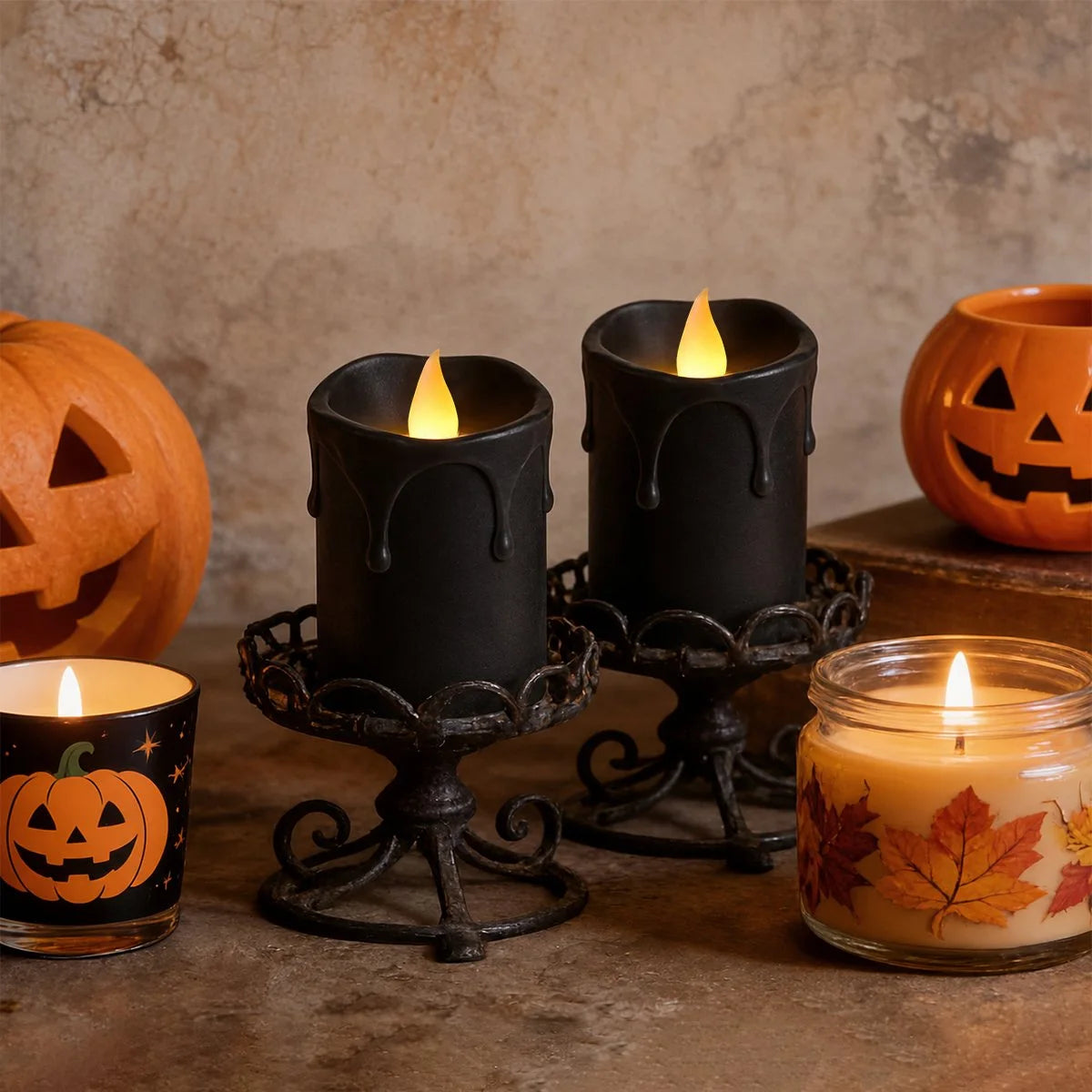 Antizer Black Drip Flameless Votive Candles 12 Pack × 36