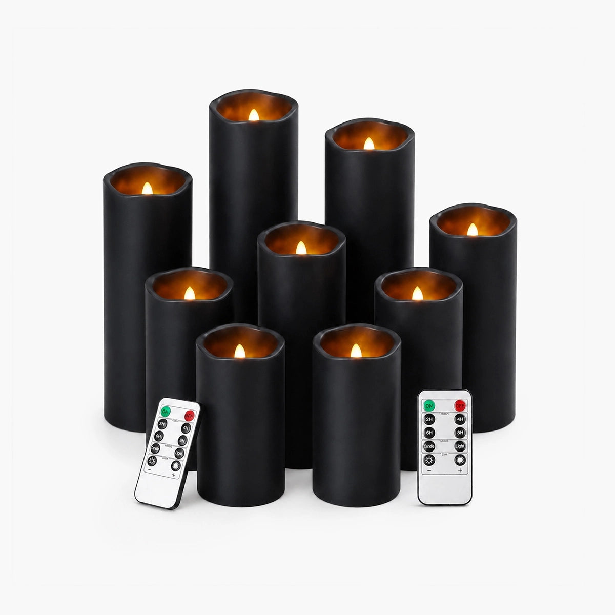 Antizer Black LED Flameless Paraffin Candle 9 Pack × 8