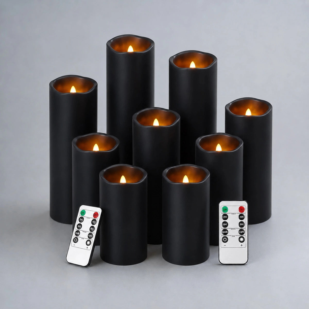 Antizer Black LED Flameless Paraffin Candle 9 Pack × 8
