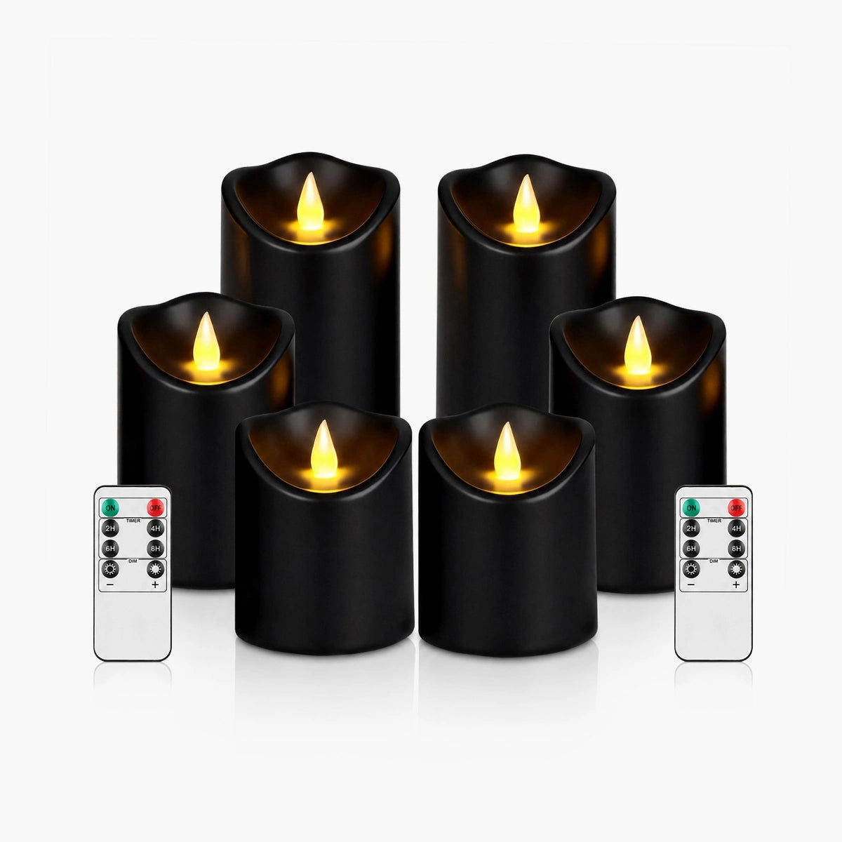 Antizer Black Outdoor Waterproof Pillars Flameless Candle 24 Pack × 6