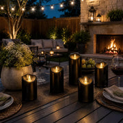 Antizer Black Outdoor Waterproof Pillars Flameless Candle 24 Pack × 6