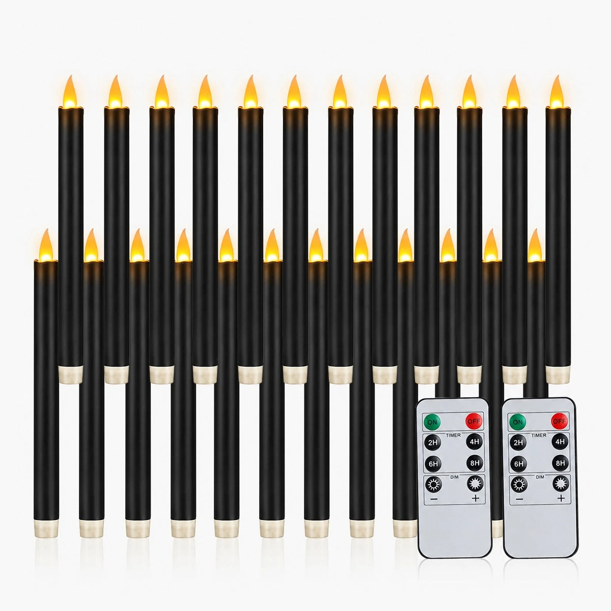 Antizer Black Smooth Flameless Taper Candle 24 Pack × 16