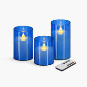 Antizer Blue Acrylic Glass Pillar Flameless Candle 12 Pack × 6
