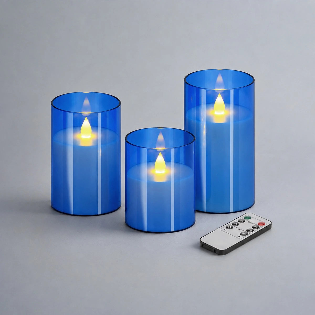 Antizer Blue Acrylic Glass Pillar Flameless Candle 12 Pack × 6