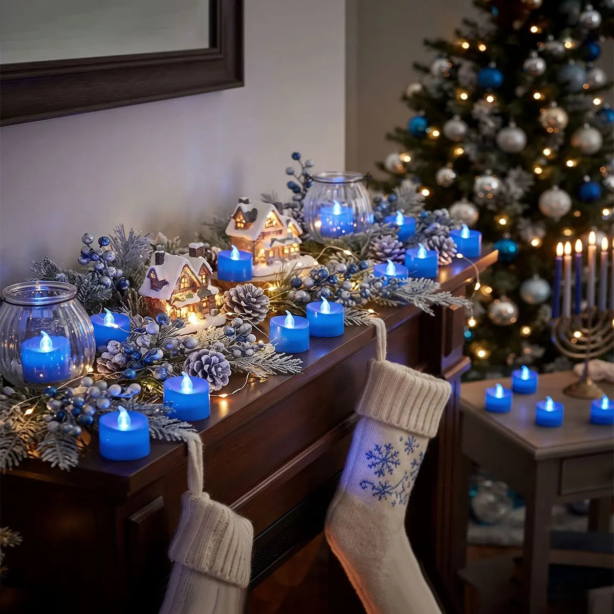 Antizer Blue LED Flameless Candle Tealights 100 Pack × 18