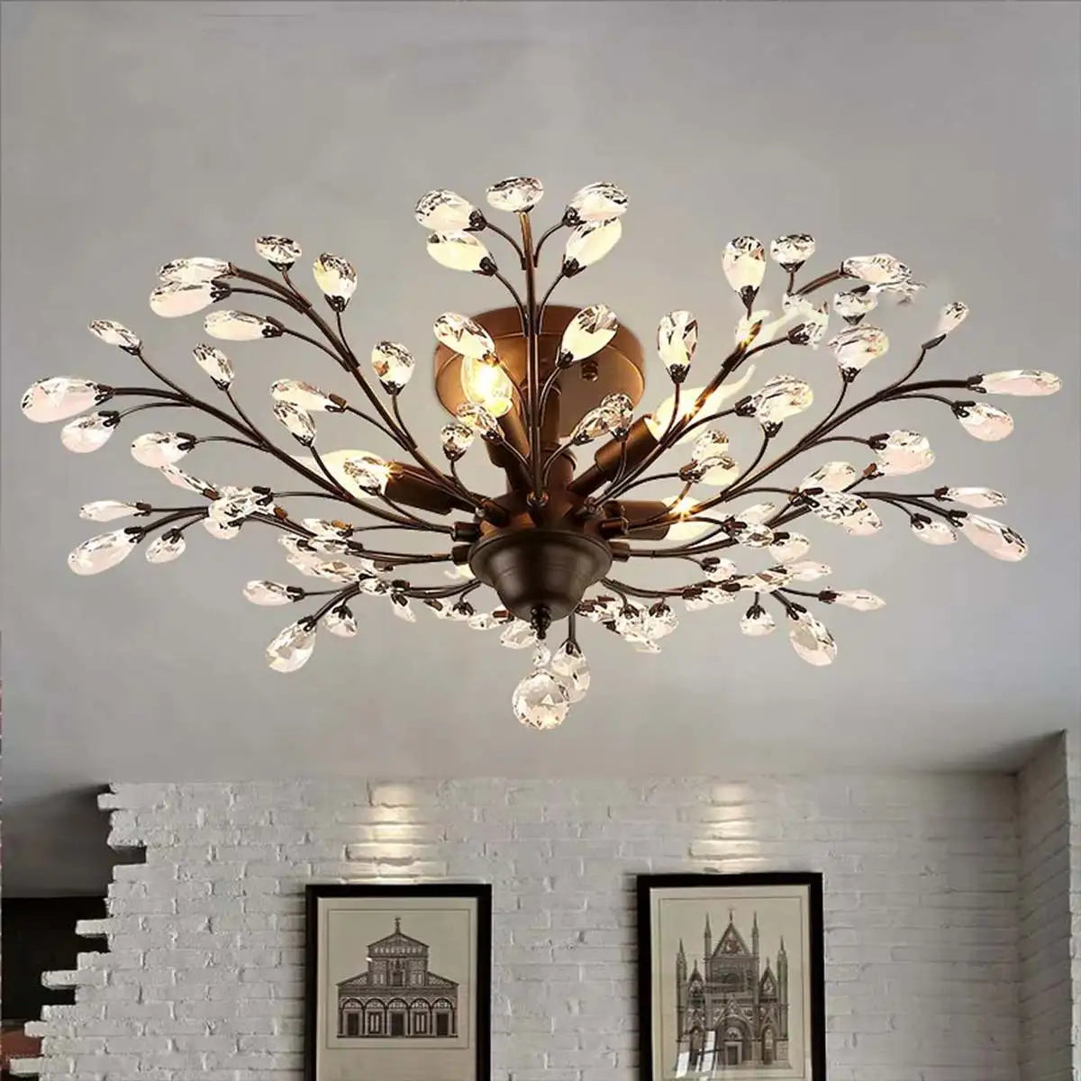 Antizer Branch Crystal Chandelier for Living Room