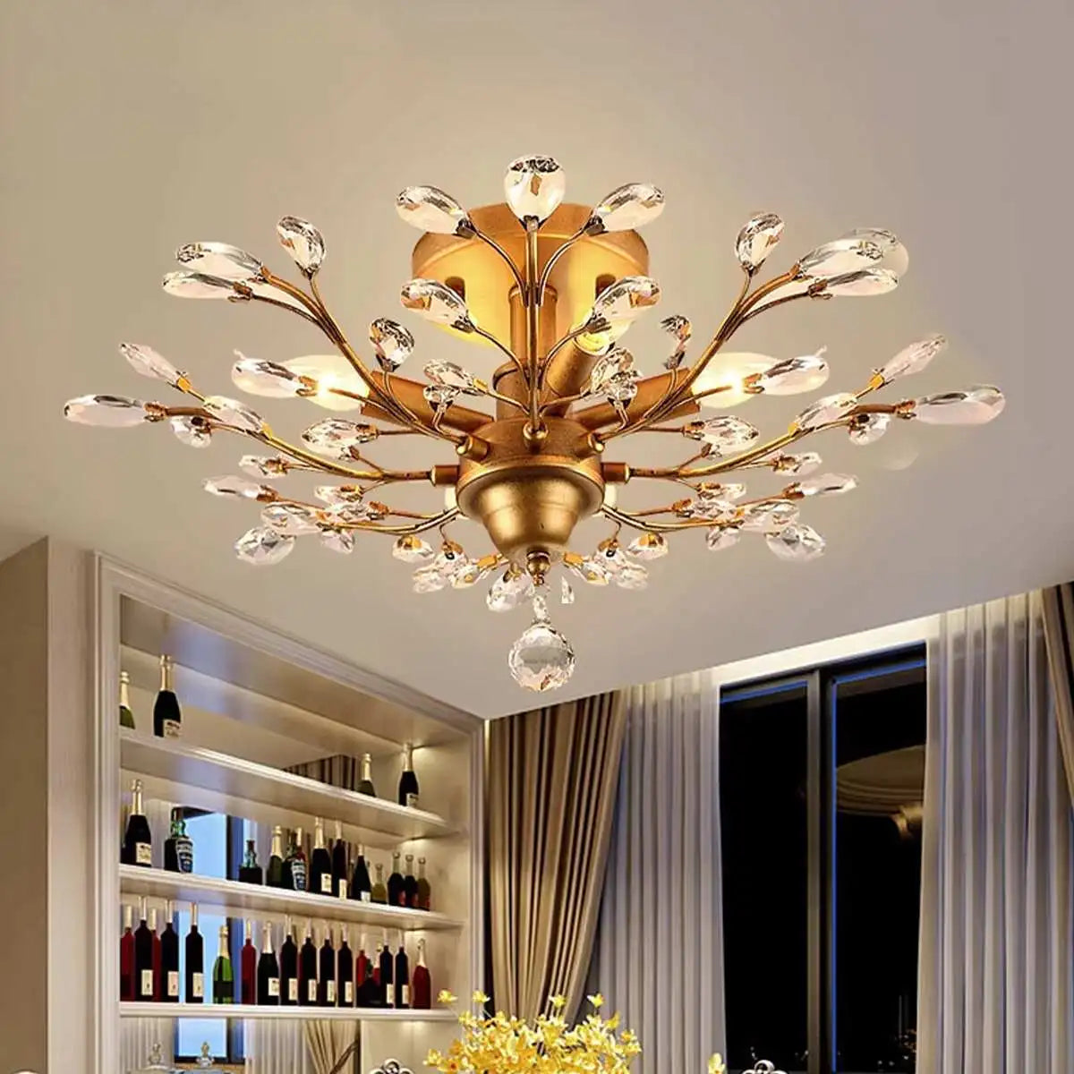 Antizer Branch Crystal Chandelier for Living Room