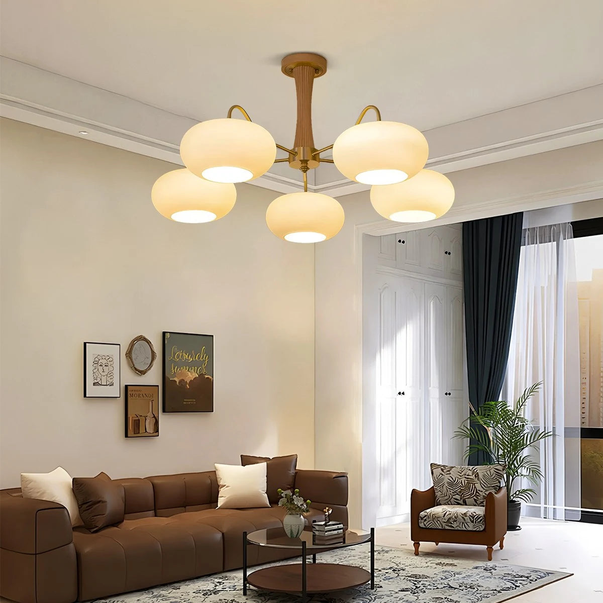Antizer Brass Wooden Persimmon Chandelier