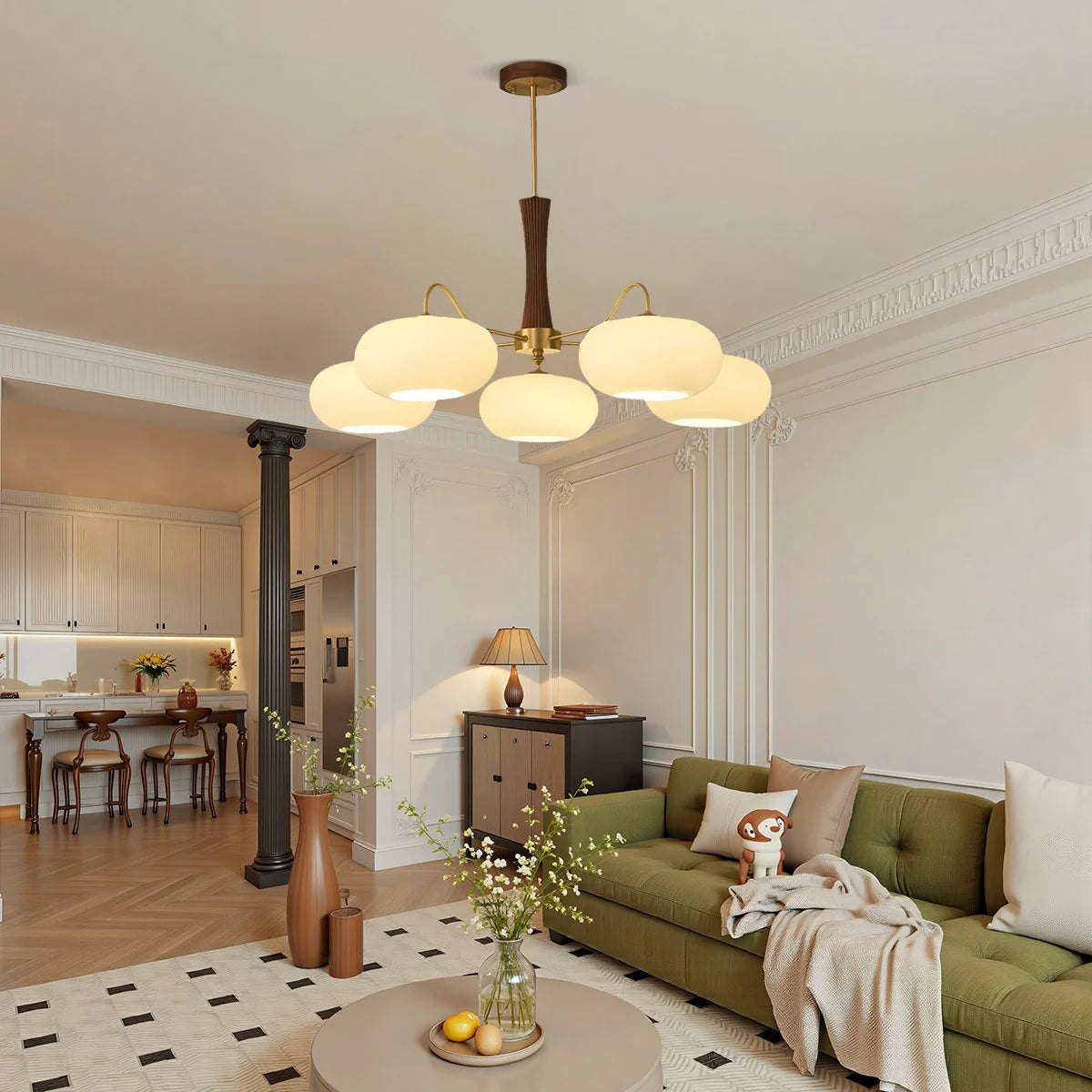 Antizer Brass Wooden Persimmon Chandelier
