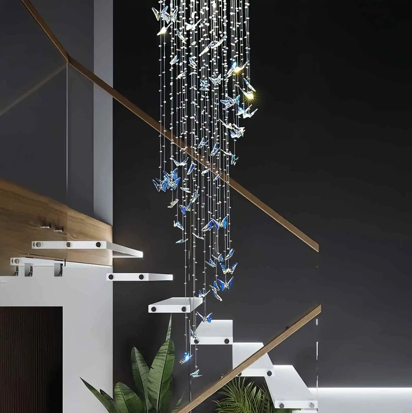 Antizer Butterfly Chandelier Hanging Lights for Staircase