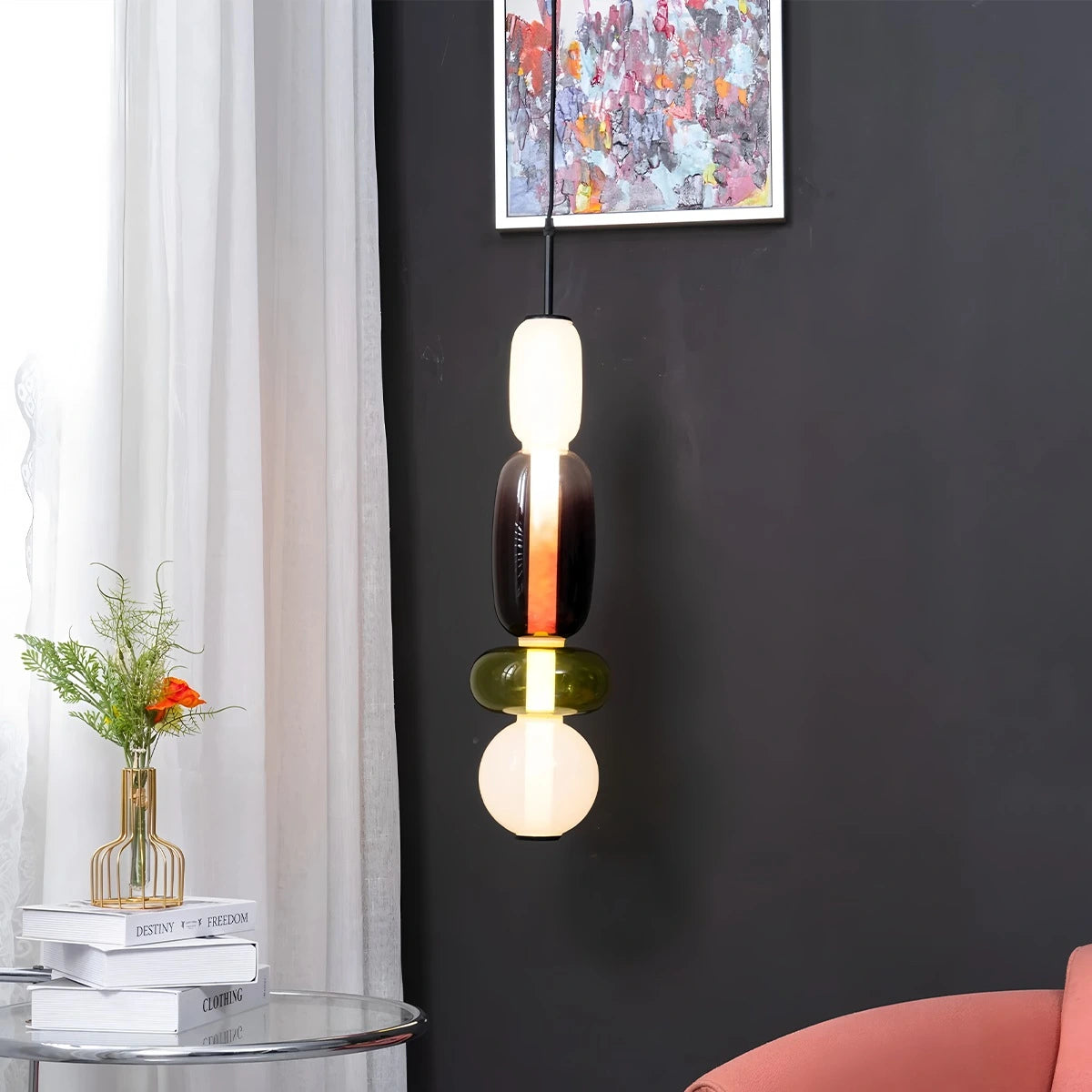 Antizer Candied Glass Pendant Light for Bedroom