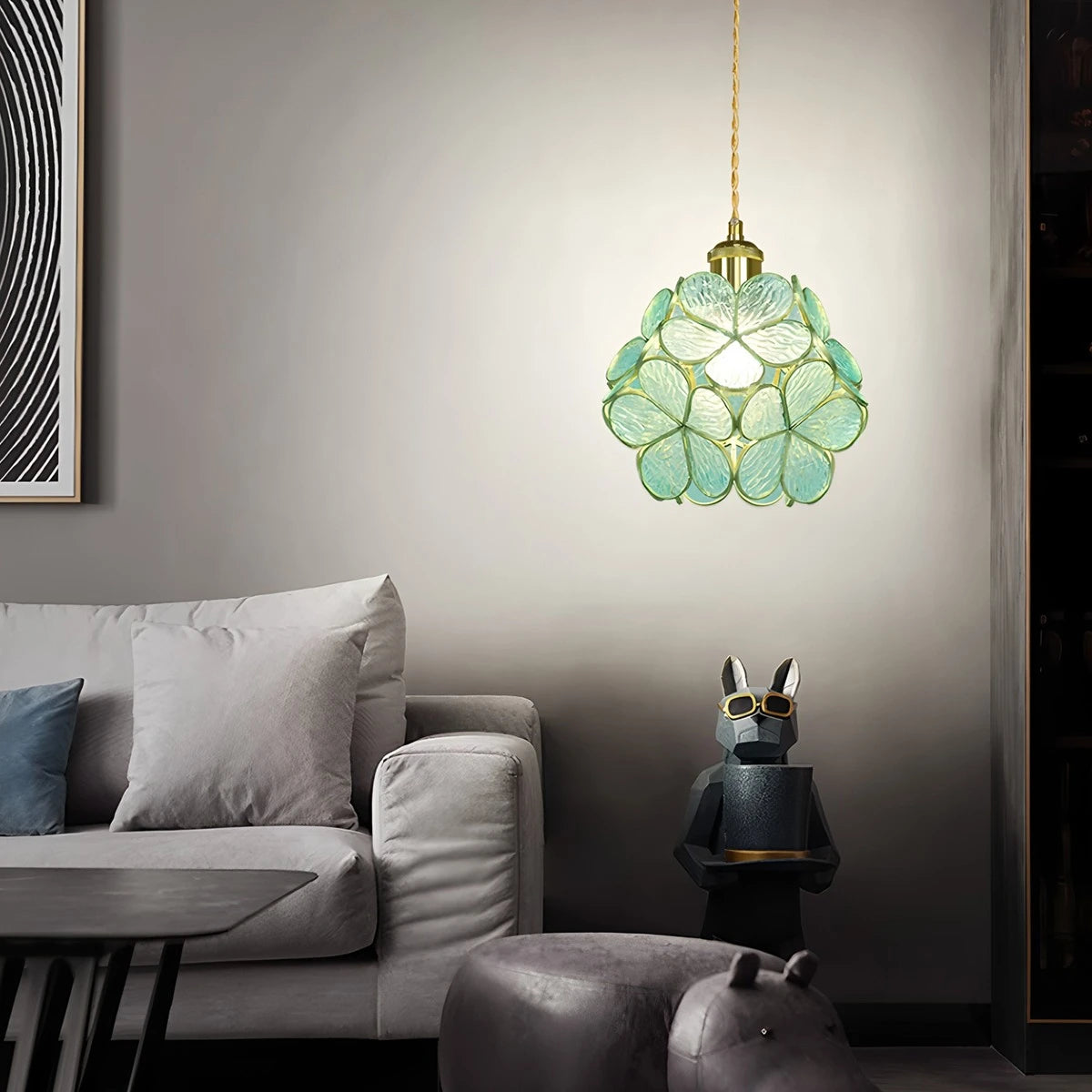 Antizer Cherry Blossom Stained Glass Pendant Light