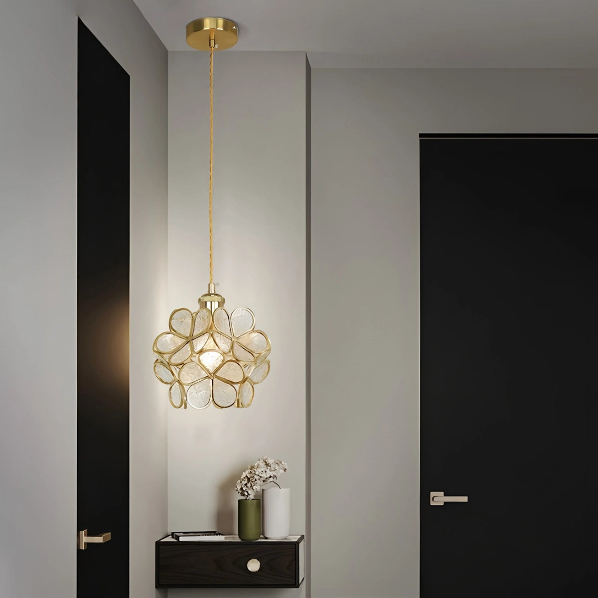 Antizer Cherry Blossom Stained Glass Pendant Light