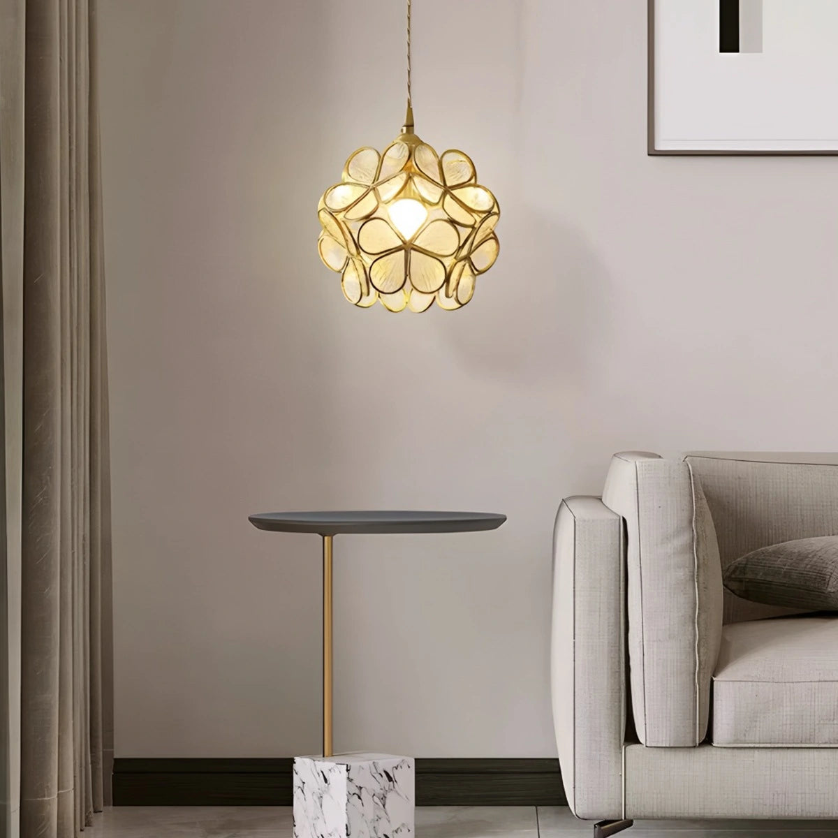 Antizer Cherry Blossom Stained Glass Pendant Light