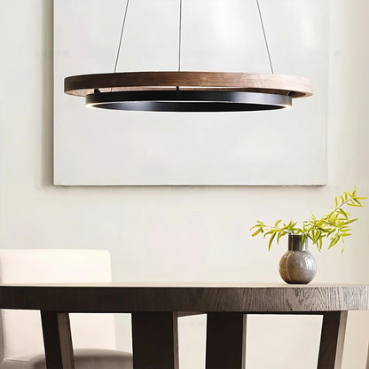 Antizer Circular LED Wood Chandelier for Dining Room