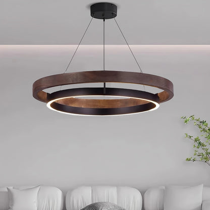 Antizer Circular LED Wood Chandelier for Dining Room