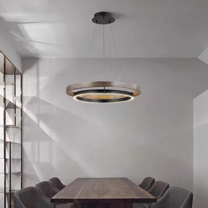 Antizer Circular LED Wood Chandelier for Dining Room