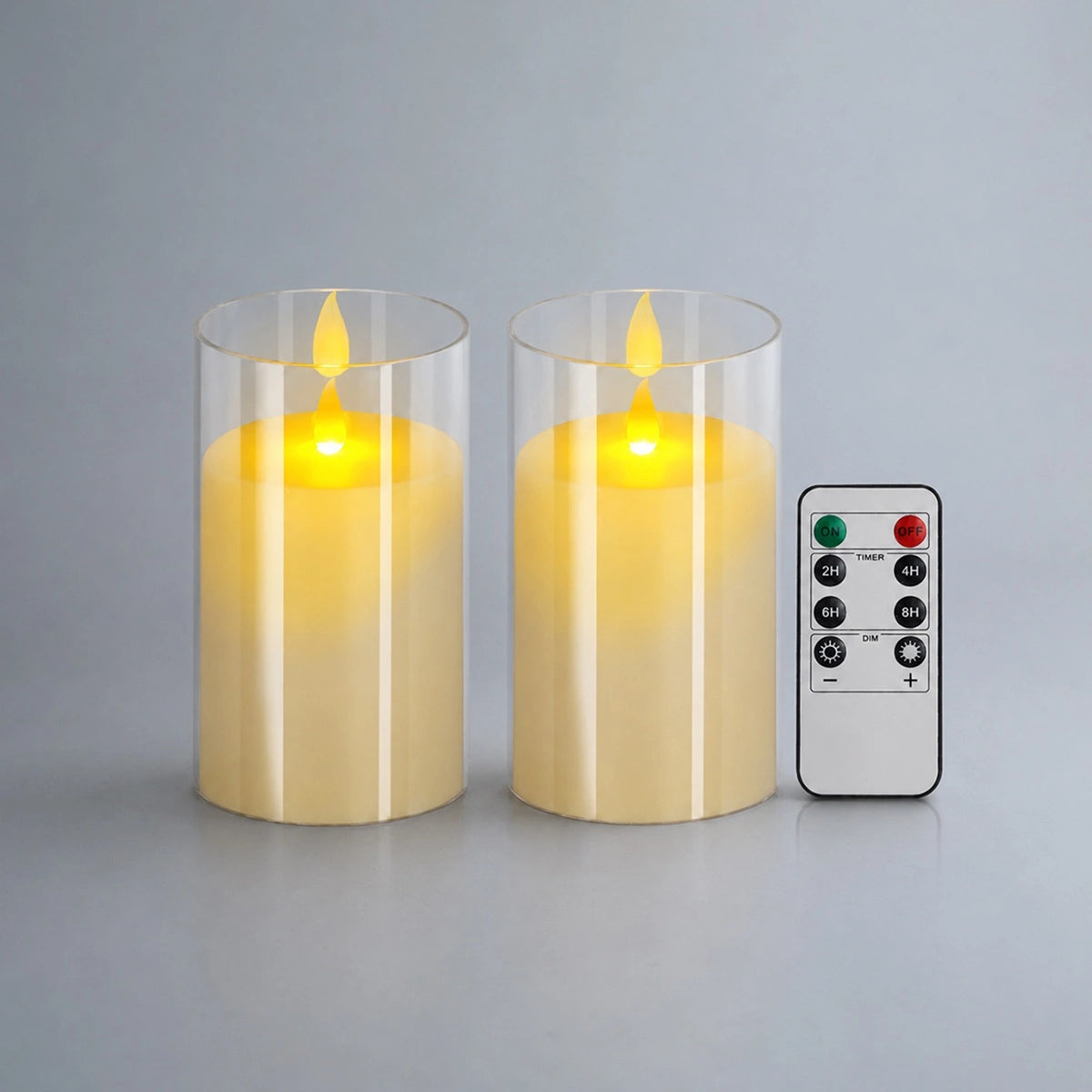 Antizer Clear Acrylic Glass Pillar Flameless Candle 2 Pack × 63