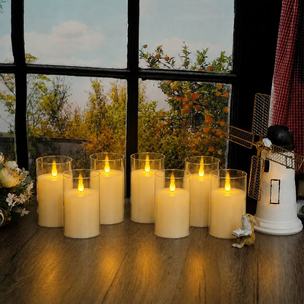 Antizer Clear Acrylic Glass Pillar Flameless Candle 2 Pack × 63