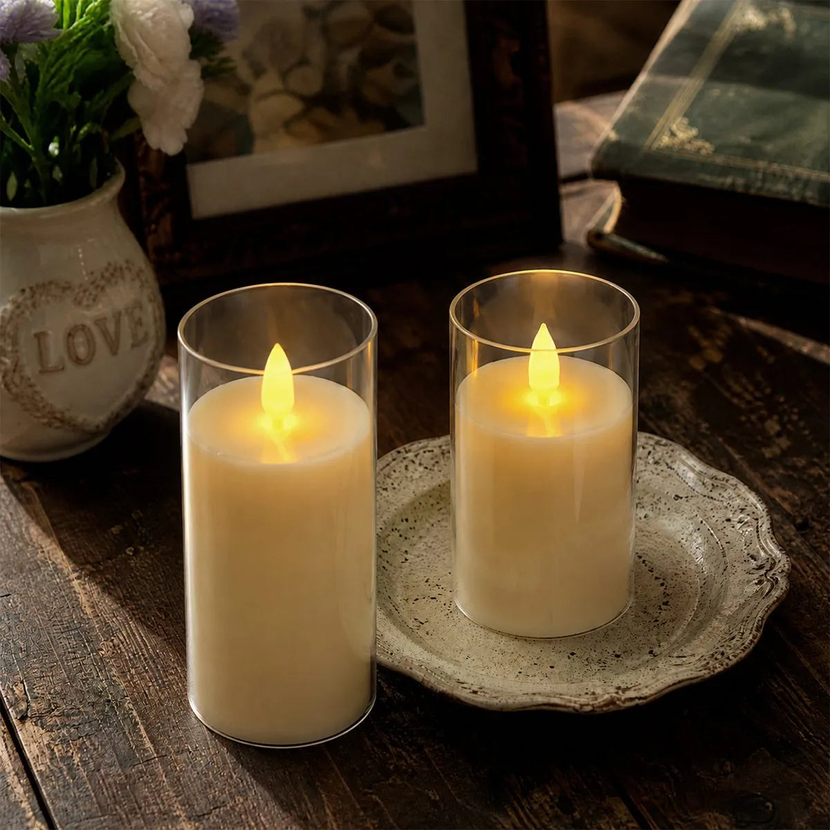 Antizer Clear Acrylic Glass Pillar Flameless Candle 12 Pack × 6
