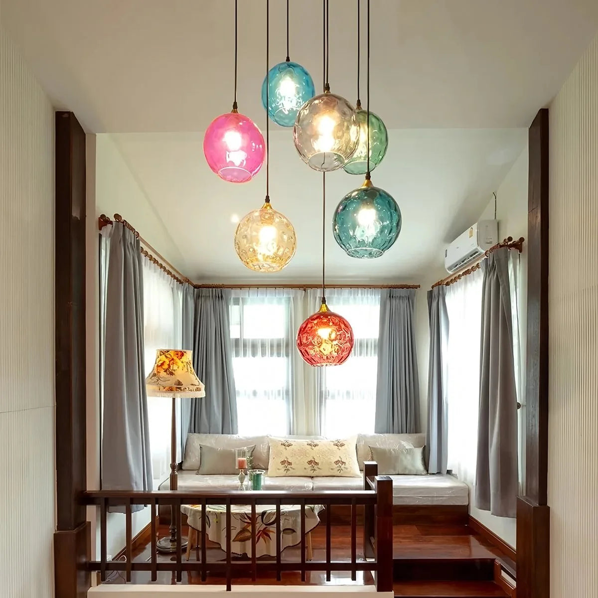 Antizer Colorful Glass Ball Pendant Light for Living Room