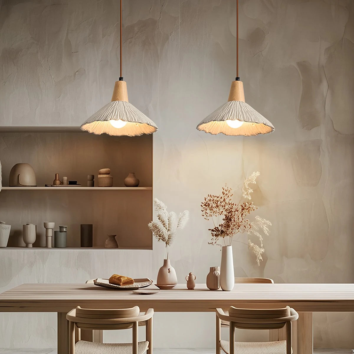 Antizer Concrete Pleated Pendant Lamp for Bedroom