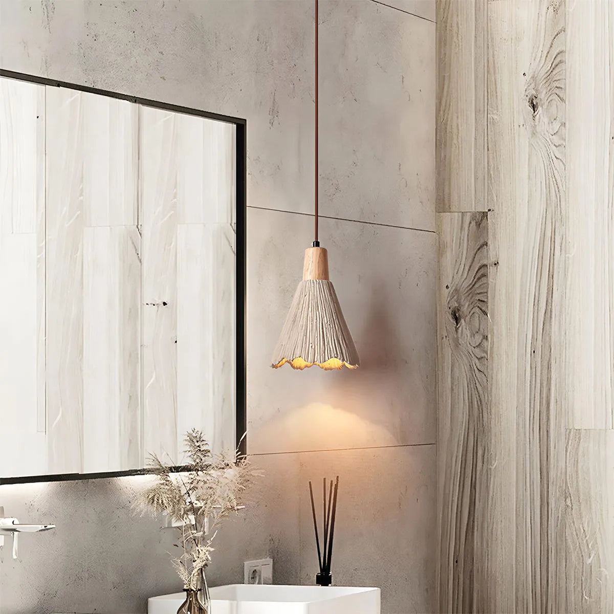 Antizer Concrete Pleated Pendant Lamp for Bedroom