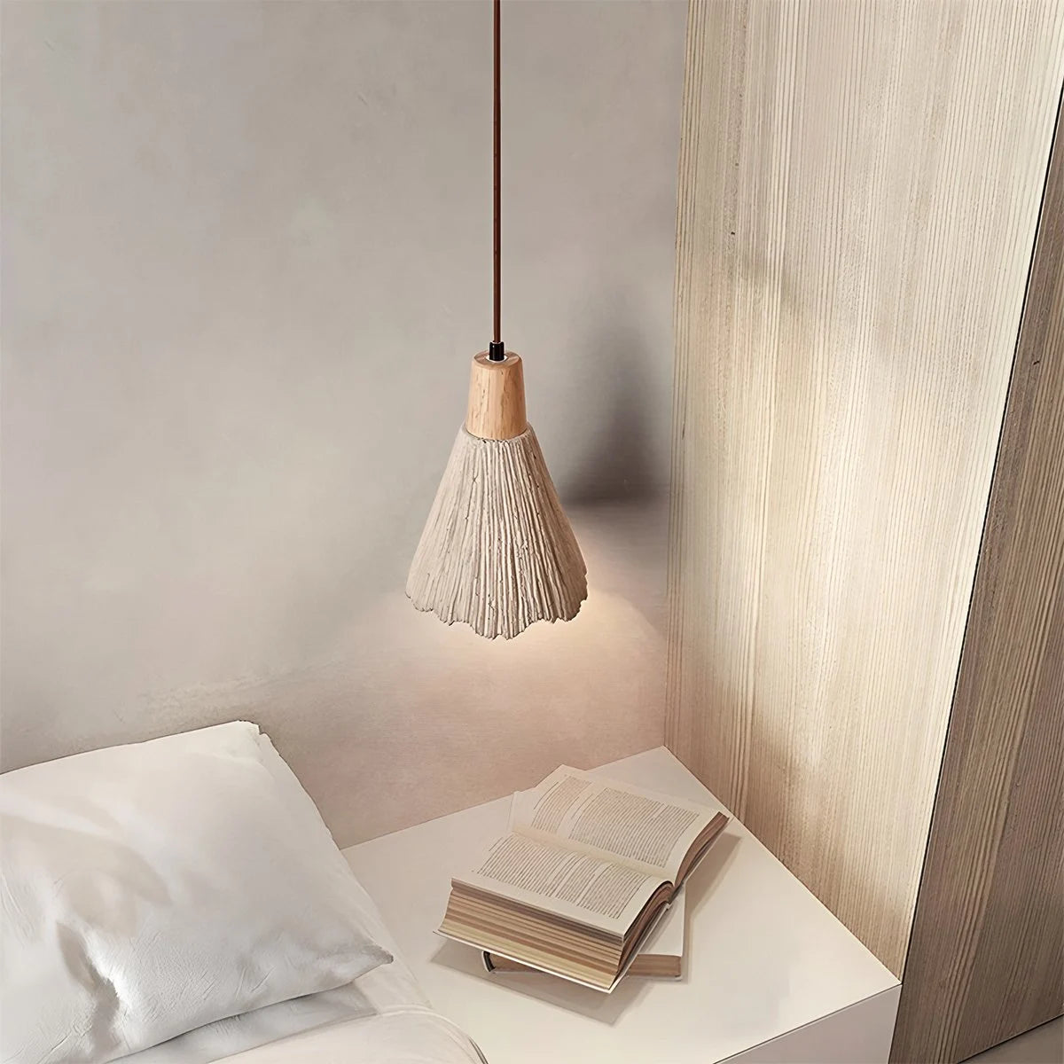 Antizer Concrete Pleated Pendant Lamp for Bedroom