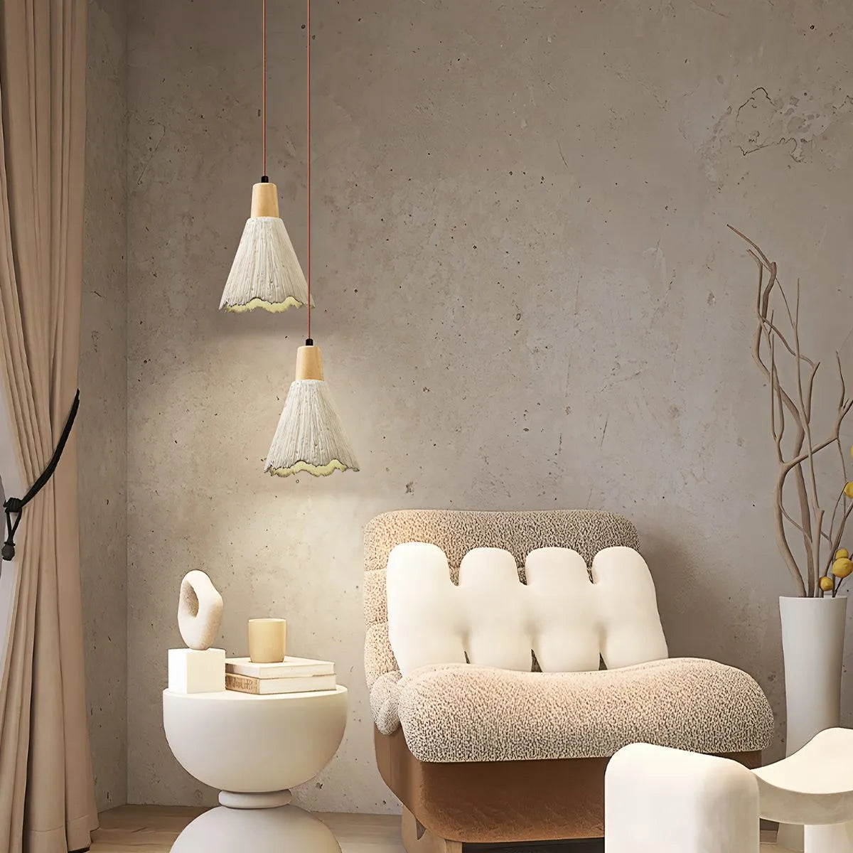 Antizer Concrete Pleated Pendant Lamp for Bedroom