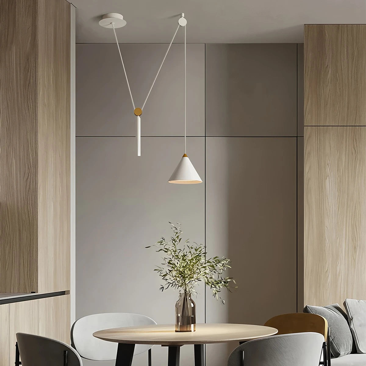 Antizer Cone Counterweight Pulley Swag Pendant Lamp