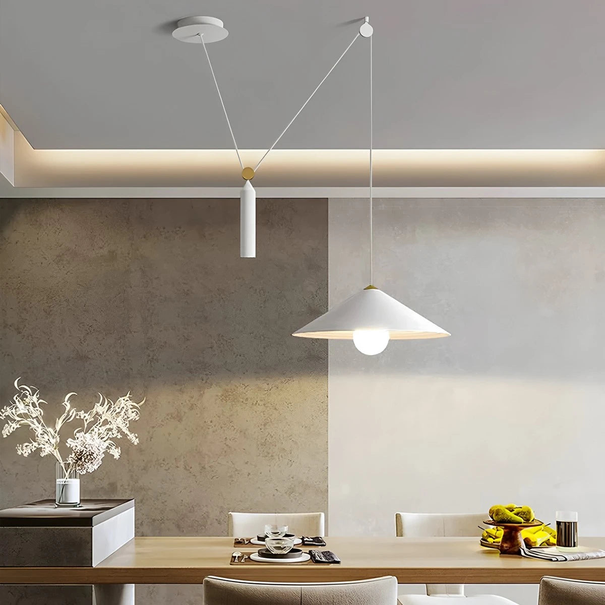 Antizer Cone Counterweight Pulley Swag Pendant Lamp