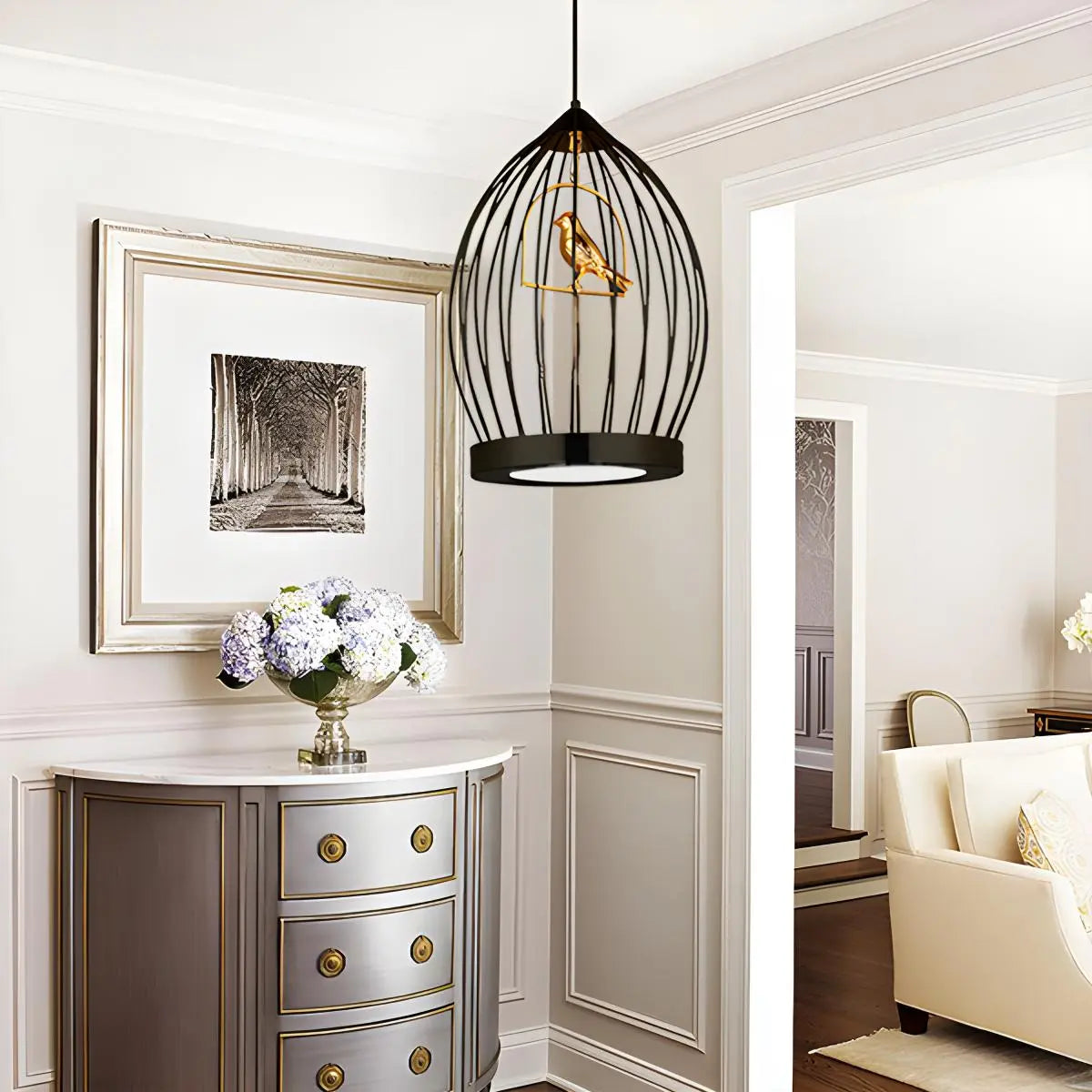 Antizer Creative Birdcage Pendant Light for Living Room