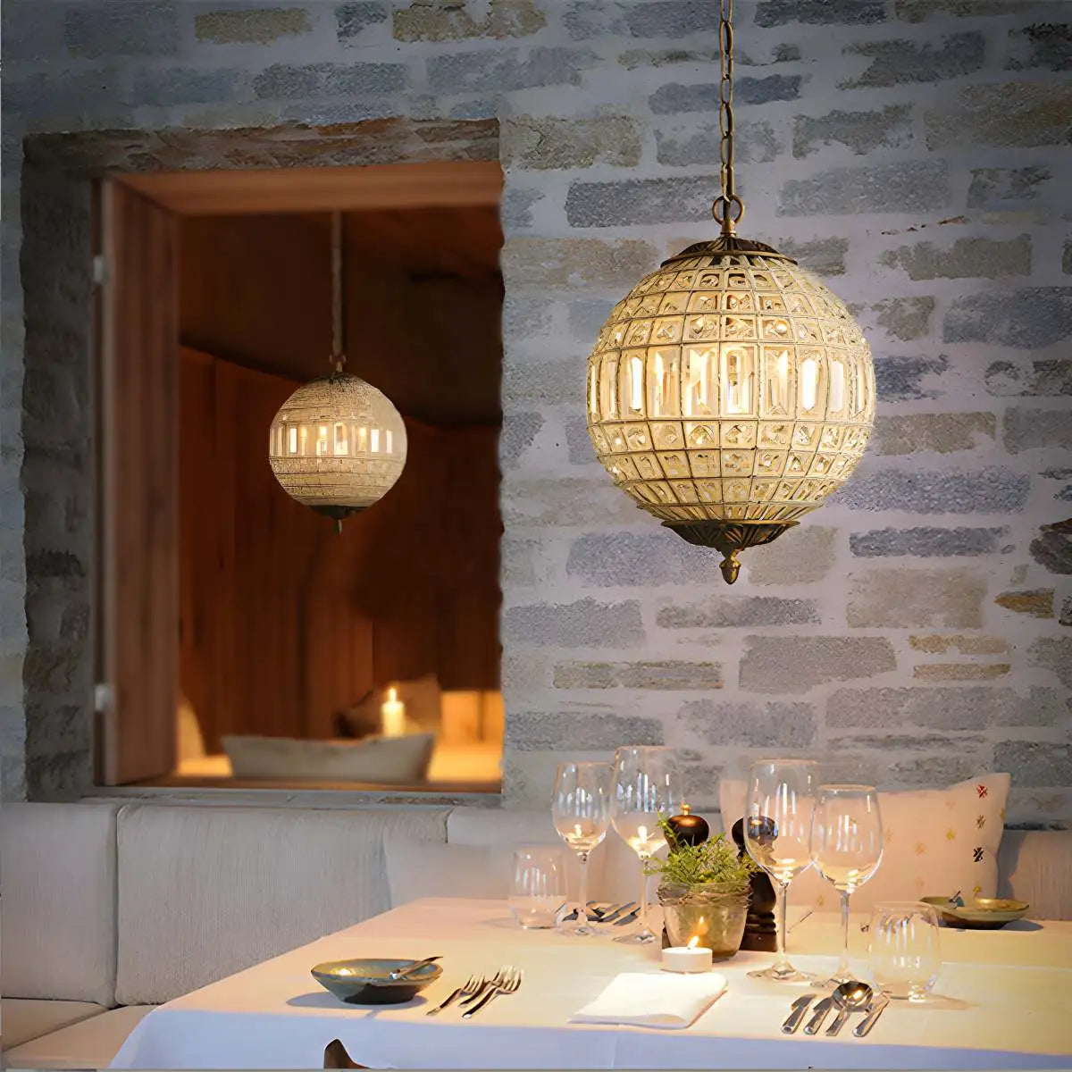 Antizer Crystal Sphere Pendant Light for Dining & Living Rooms