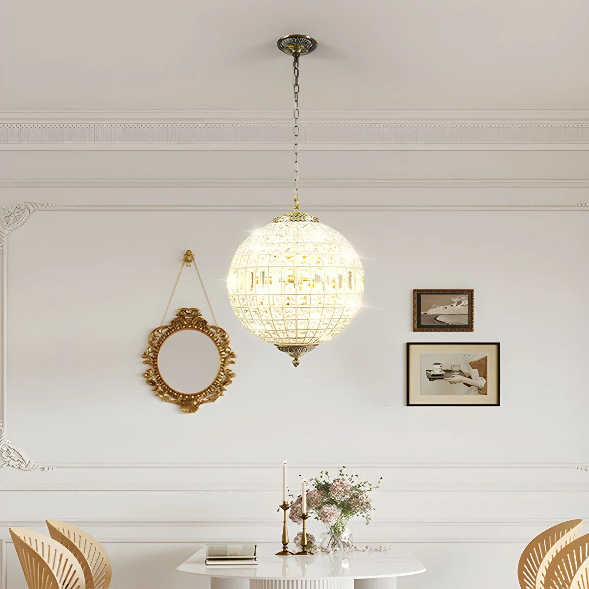 Antizer Crystal Sphere Pendant Light for Dining & Living Rooms