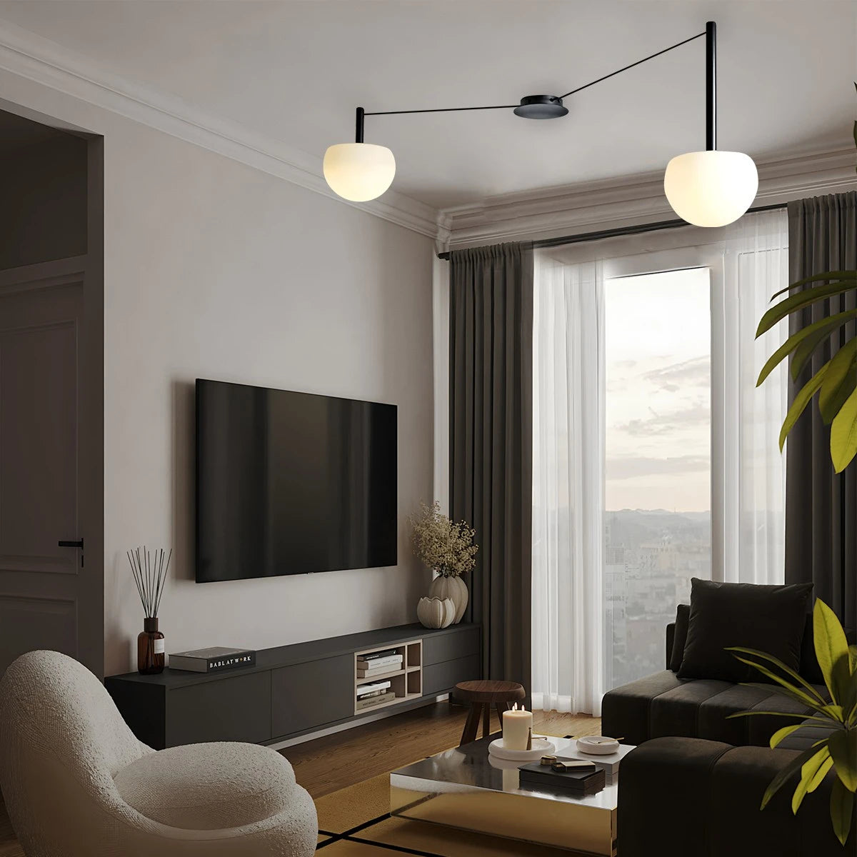 Antizer Custom Frosted Glass Globe Ceiling Light