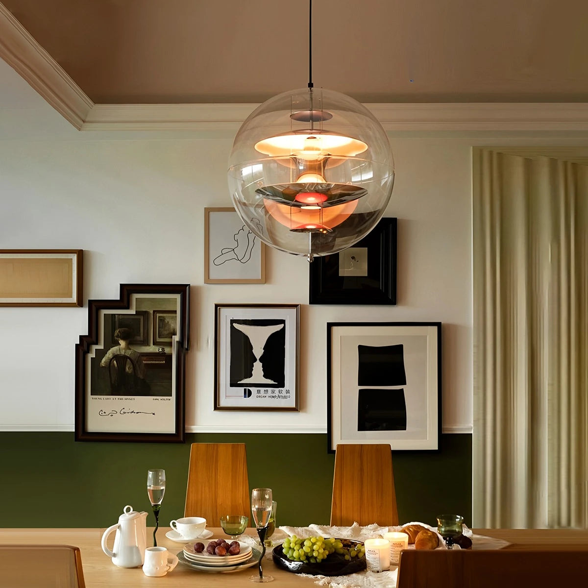 Antizer Danish Globe Dining Room Pendant Light