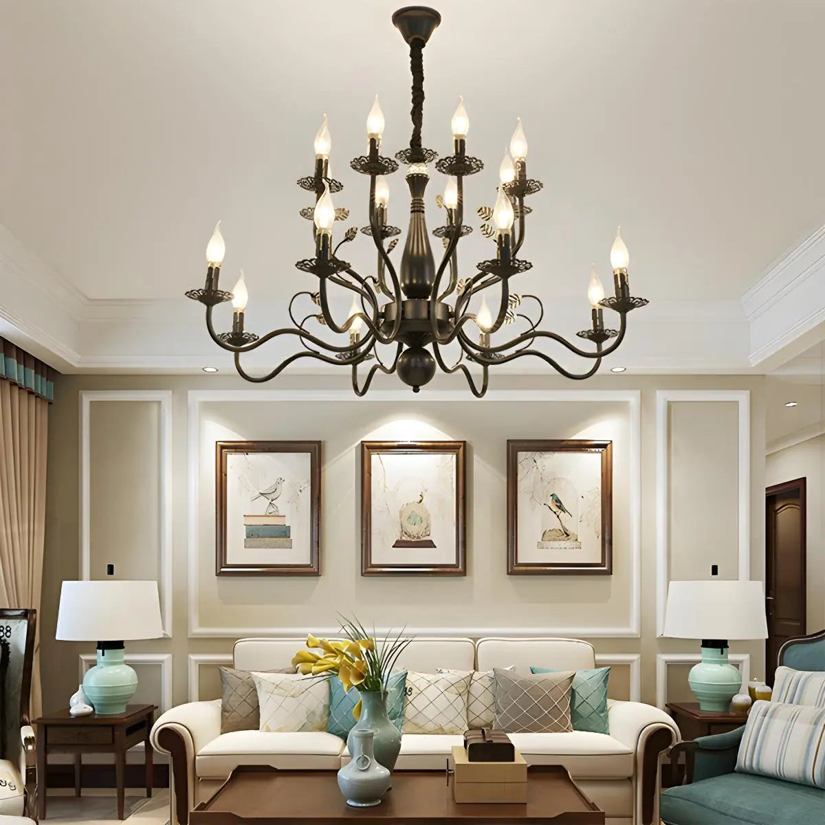 Antizer Double Layered Candle Chandelier for Dining Room