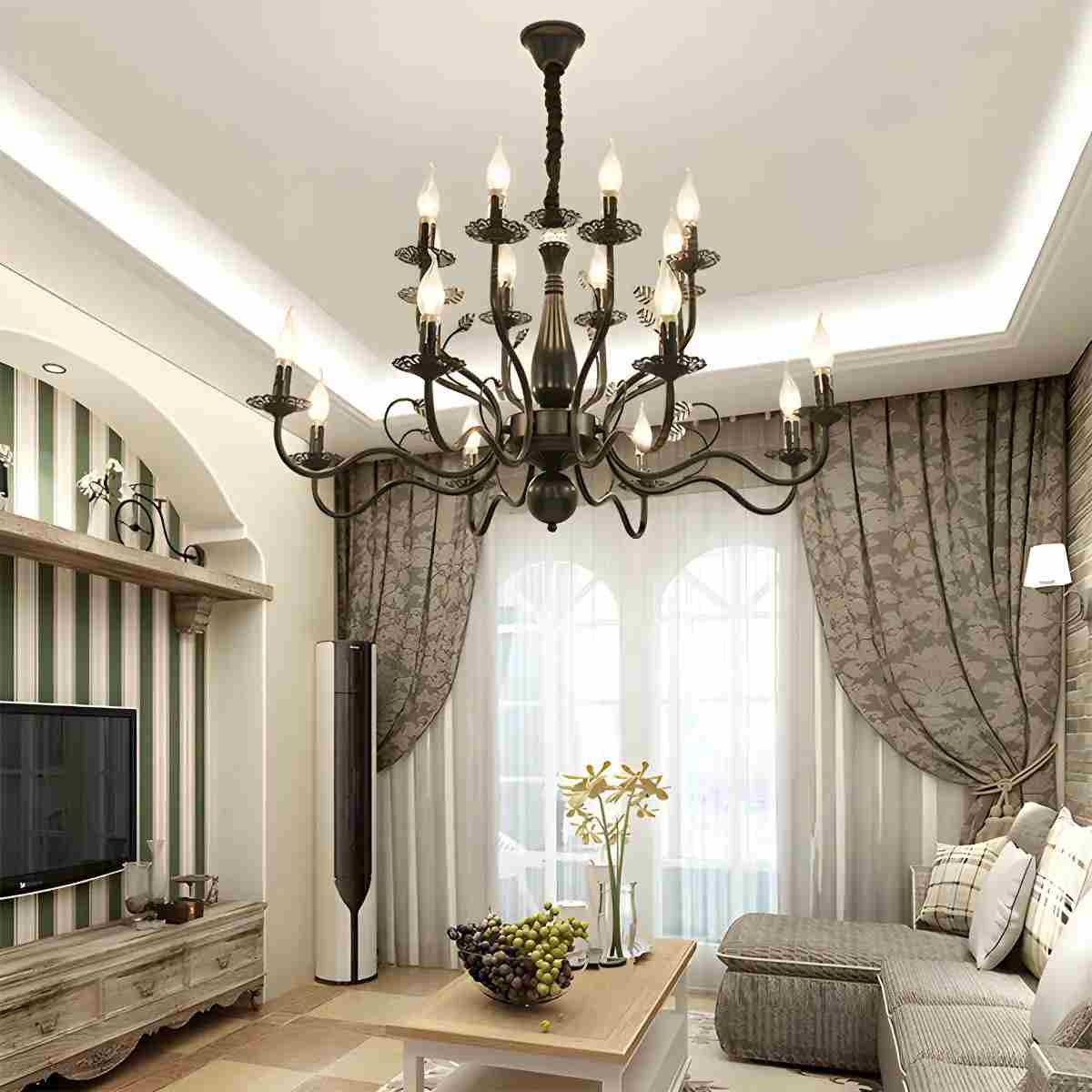 Antizer Double Layered Candle Chandelier for Dining Room