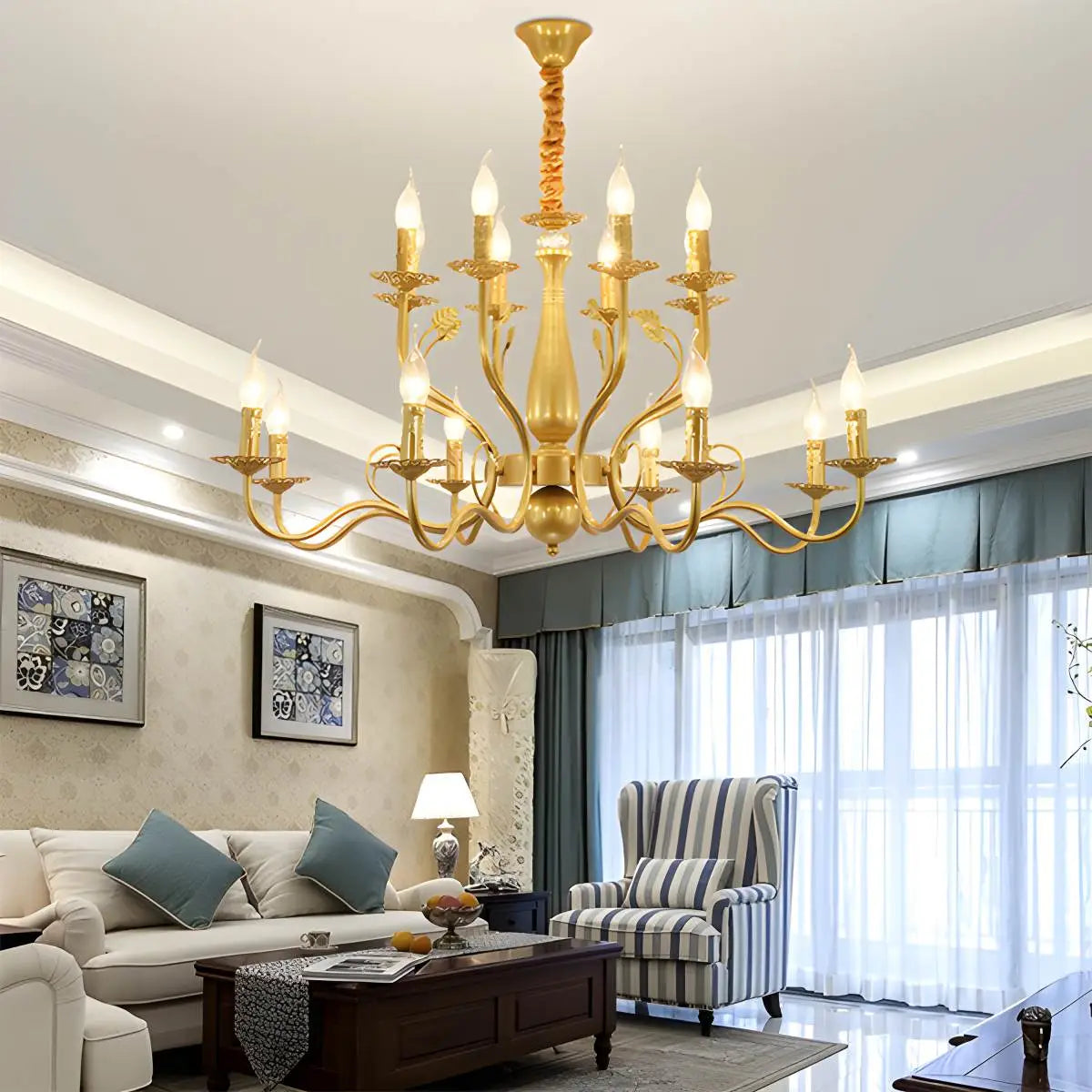 Antizer Double Layered Candle Chandelier for Dining Room