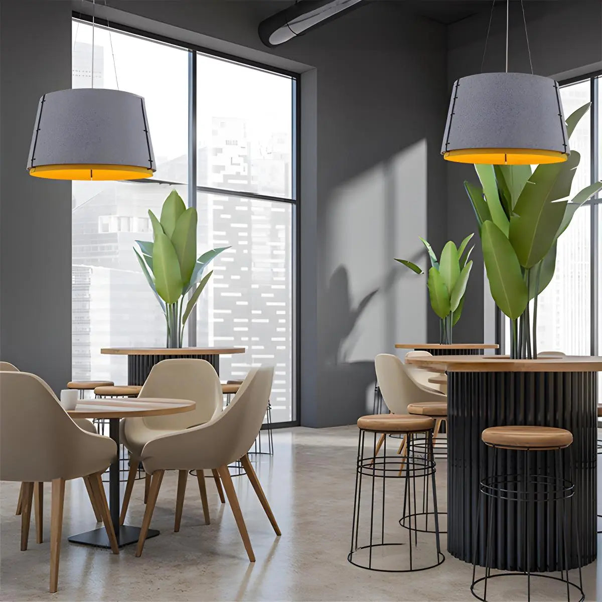 Antizer Double Layer Circular Acoustic Pendant Light for Office