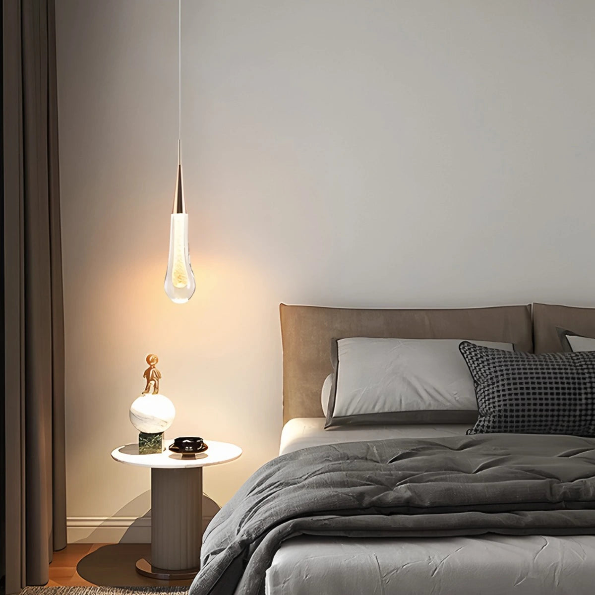 Antizer Drop Crystal Chrome Pendant Light for Bedroom