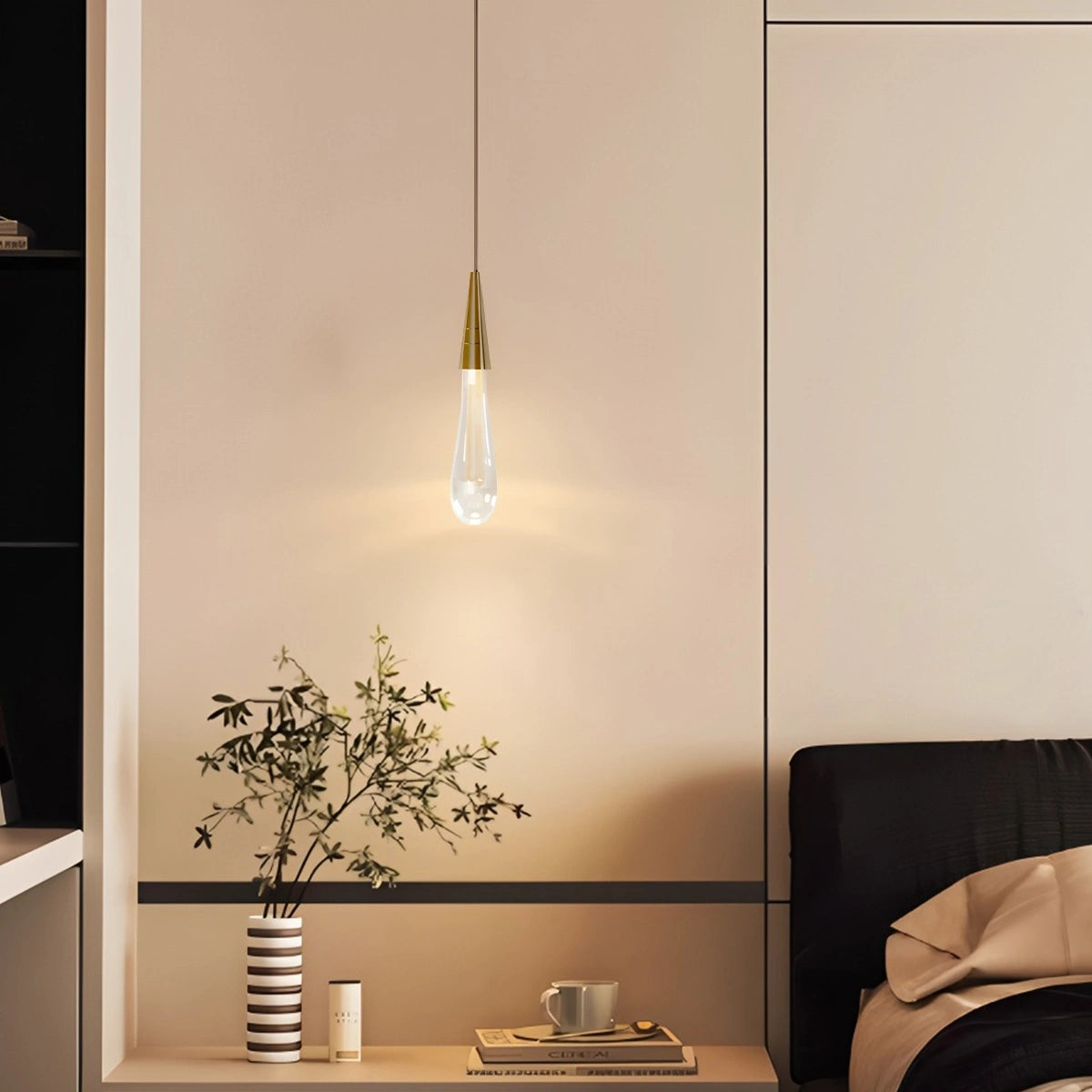 Antizer Drop Crystal Chrome Pendant Light for Bedroom