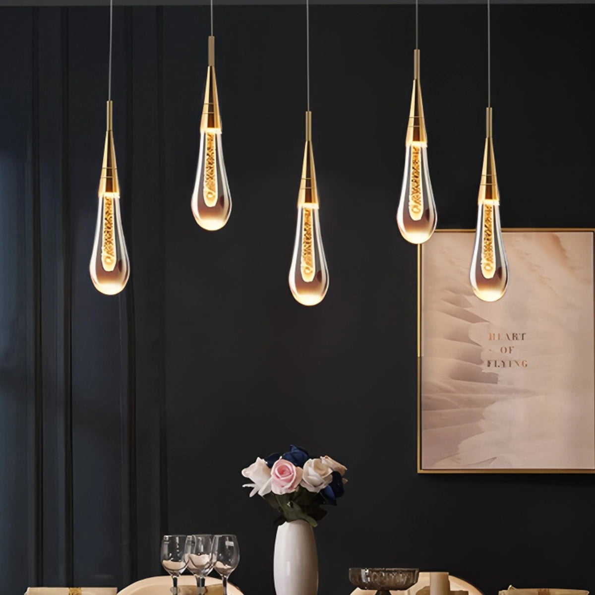 Antizer Drop Crystal Chrome Pendant Light for Bedroom