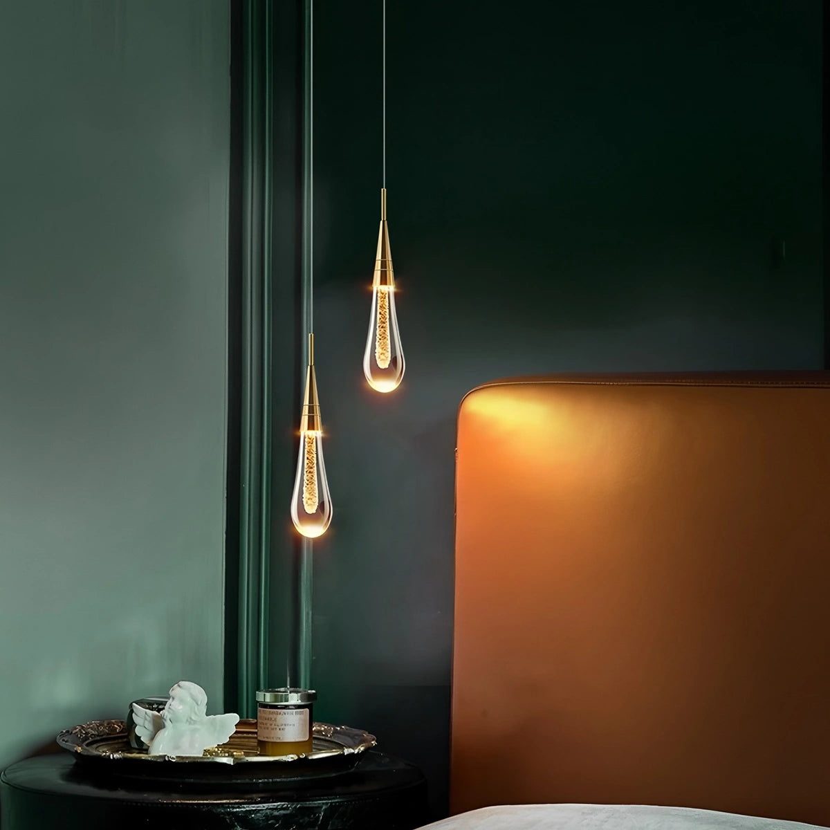 Antizer Drop Crystal Chrome Pendant Light for Bedroom