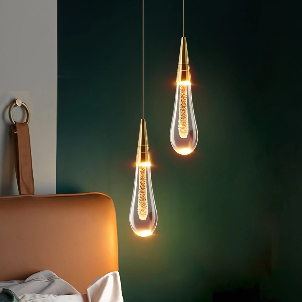 Antizer Drop Crystal Chrome Pendant Light for Bedroom