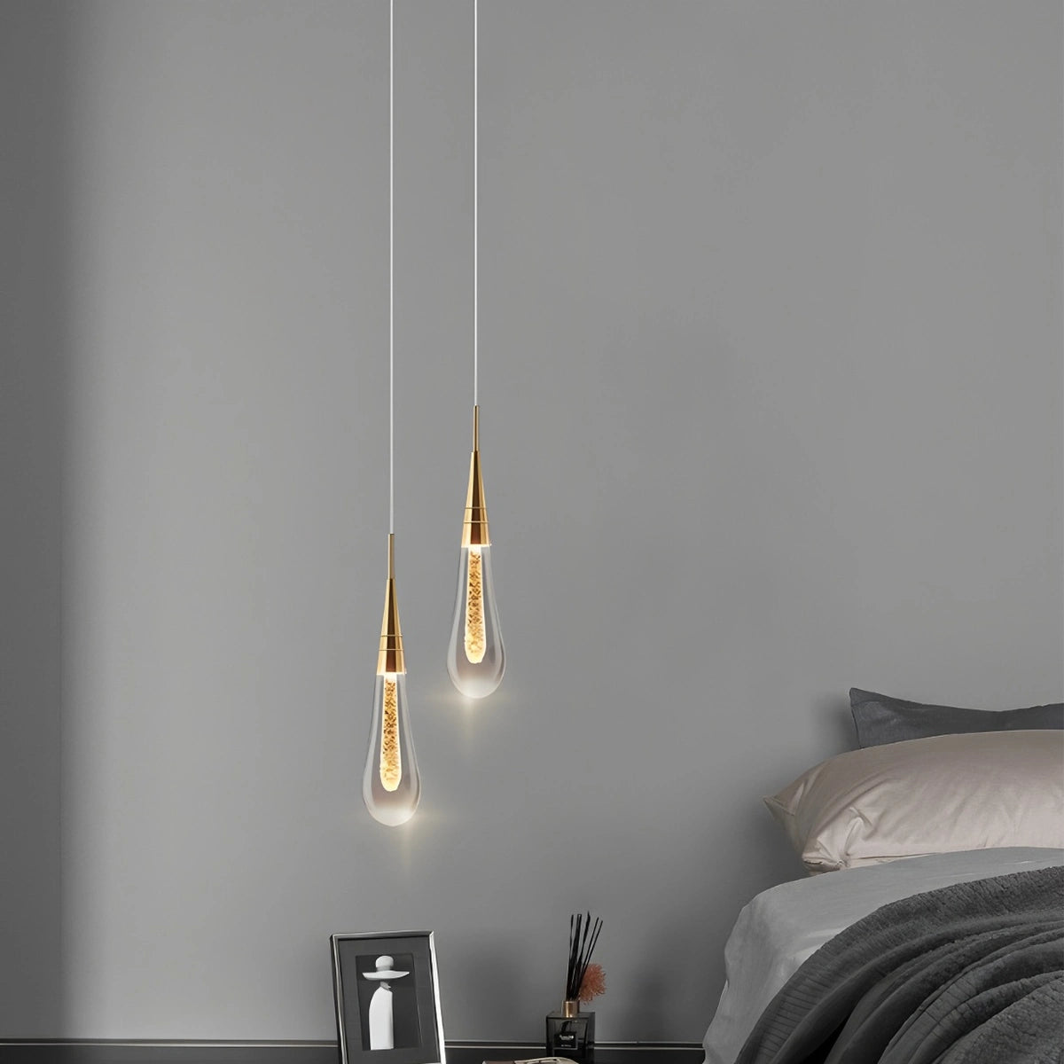 Antizer Drop Crystal Chrome Pendant Light for Bedroom