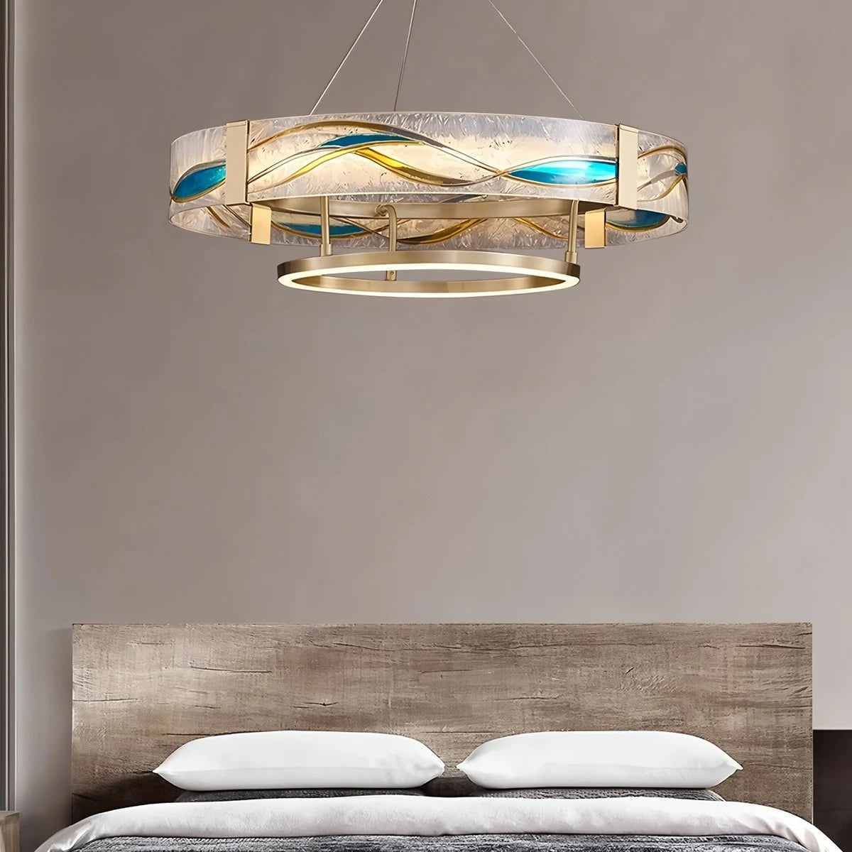 Antizer Enamel Round Brass Chandelier for Dining Area