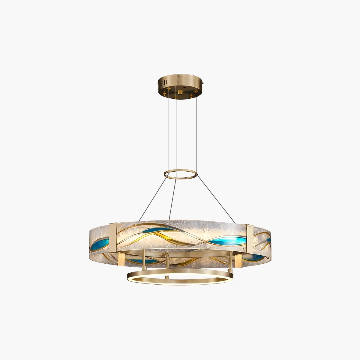 Antizer Enamel Round Brass Chandelier for Dining Area