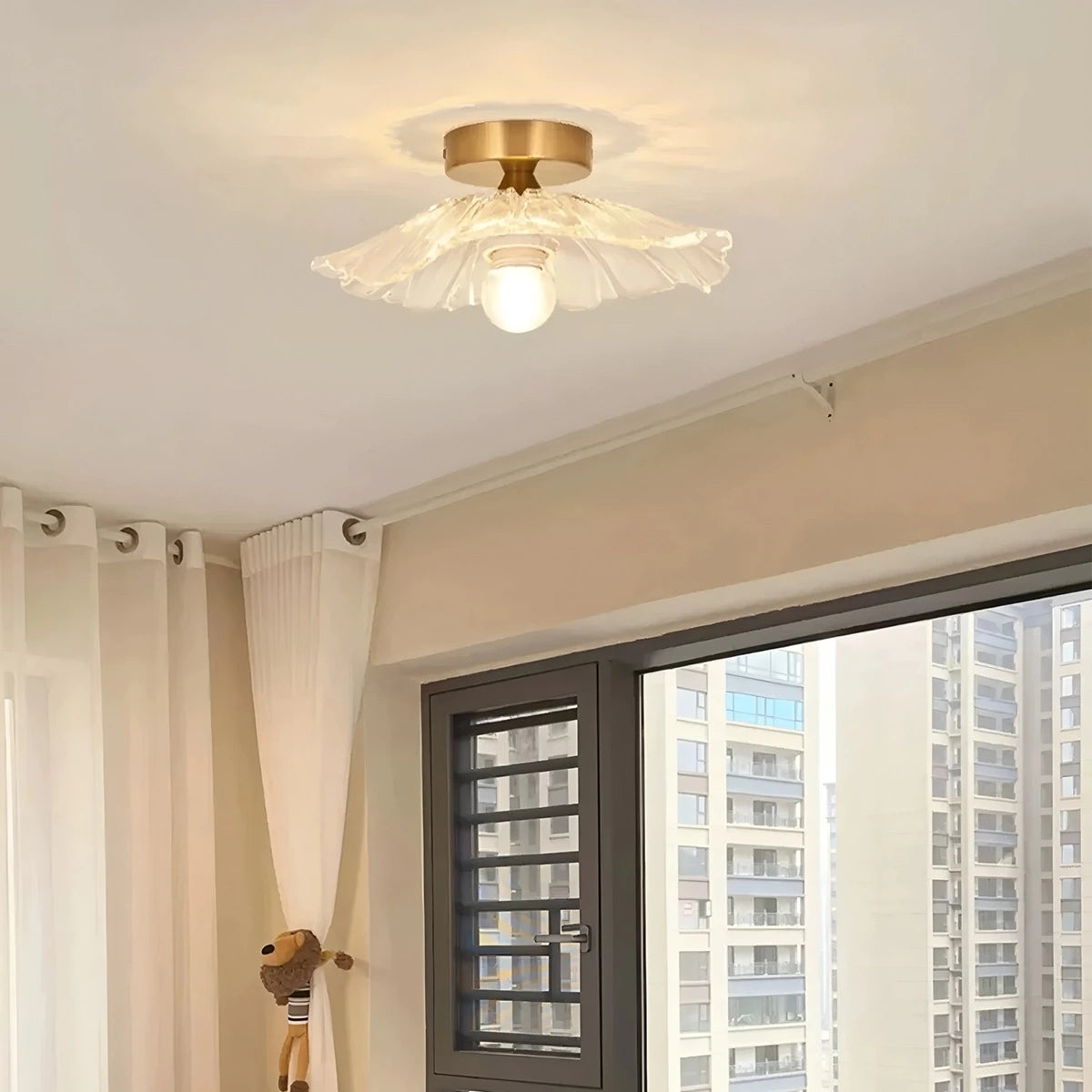 Antizer European Style Copper Glass Ceiling Lamp-J